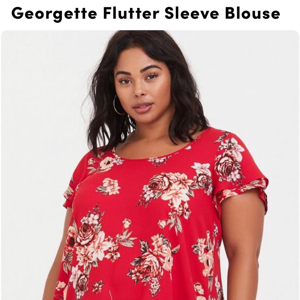 Georgette Flutter Sleeve Blouse Torrid Size 2